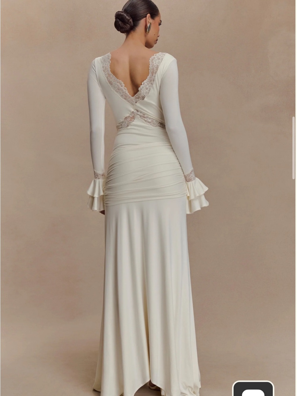 Meshki Electra Slinky Lace Maxi Dress - Ivory - Picture 3 of 4